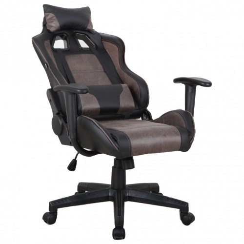 Кресло компьютерное Brabix GT Racer GM-100 ткань/экокожа, черно-коричневое 531819 фото 3